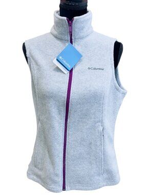 Columbia Fleece Vest Womens Small Gray Full Zip Outdoor Jacket NWT